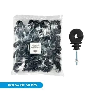 AISLADOR PARA CERCAS ELÉCTRICAS TIPO ROSCA COLOR NEGRO*AISLACIÓN 12.000 VOLTIOS*PAQUETE DE 50 UNIDADES