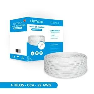 CABLE UNIFILAR PARA ALARMAS *4HILOS *22 AWG *CCA (ALEACIÓN ALUMINIO COBRE) *200 M *COLOR BLANCO