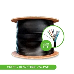 CABLE FTP CAT5E BC EXT* 100% COBRE* 24 AWG*4 PARES* 0.5MM* PASS FLUKE* CHAQUETA SIMPLE* 305 METROS* CARRETE DE MADERA* COLOR NEGRO*