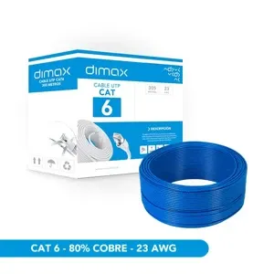 CABLE UTP CAT6 CCAE INT* 80% COBRE* 23 AWG* 4 PARES* 0.57MM* CERT UL* PVC+CM* CHAQUETA SIMPLE* 305 METROS* COLOR AZUL*