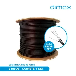 CABLE DROP FRP (FIBRA DE VIDRIO) 2 HILOS CON MENSAJERO ACERO* G657A1 LSZH 2.0/5.0MM* CARRETE DE 1KM