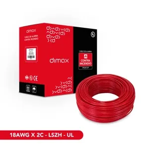 CABLE CONTRA INCENDIO 18AWGX2C-LSZH-UL 305 METROS, COLOR ROJO, CERTIFICACIÓN UL, PRESENTACIÓN: CAJA DE CARTON