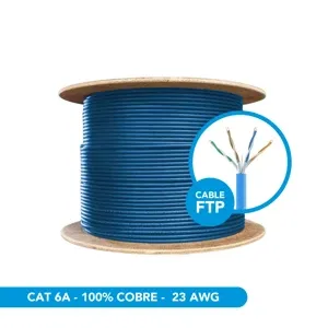 CABLE FTP CAT6A BC INT* 305 METROS* UL* TRANFERENCIA 10G/S* 4 PARES* 23AWG* 0.56MM* PVC+CM* COLOR AZUL* 305 M* CARRETE DE MADERA*